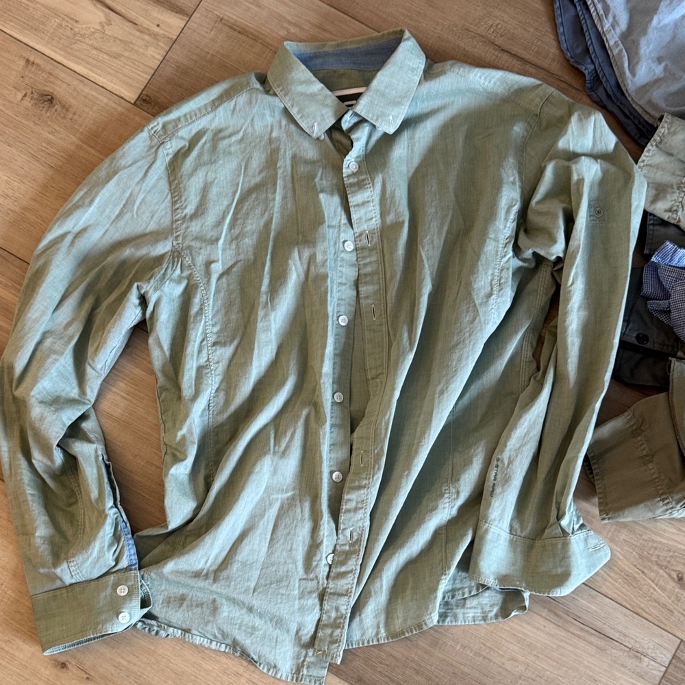 G-Star Light Green Casual Button-Down Shirt
